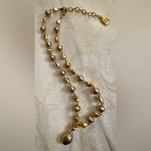 Elegant Gold-Tone Beaded Necklace with Pendant Vintage Givenchy Signed